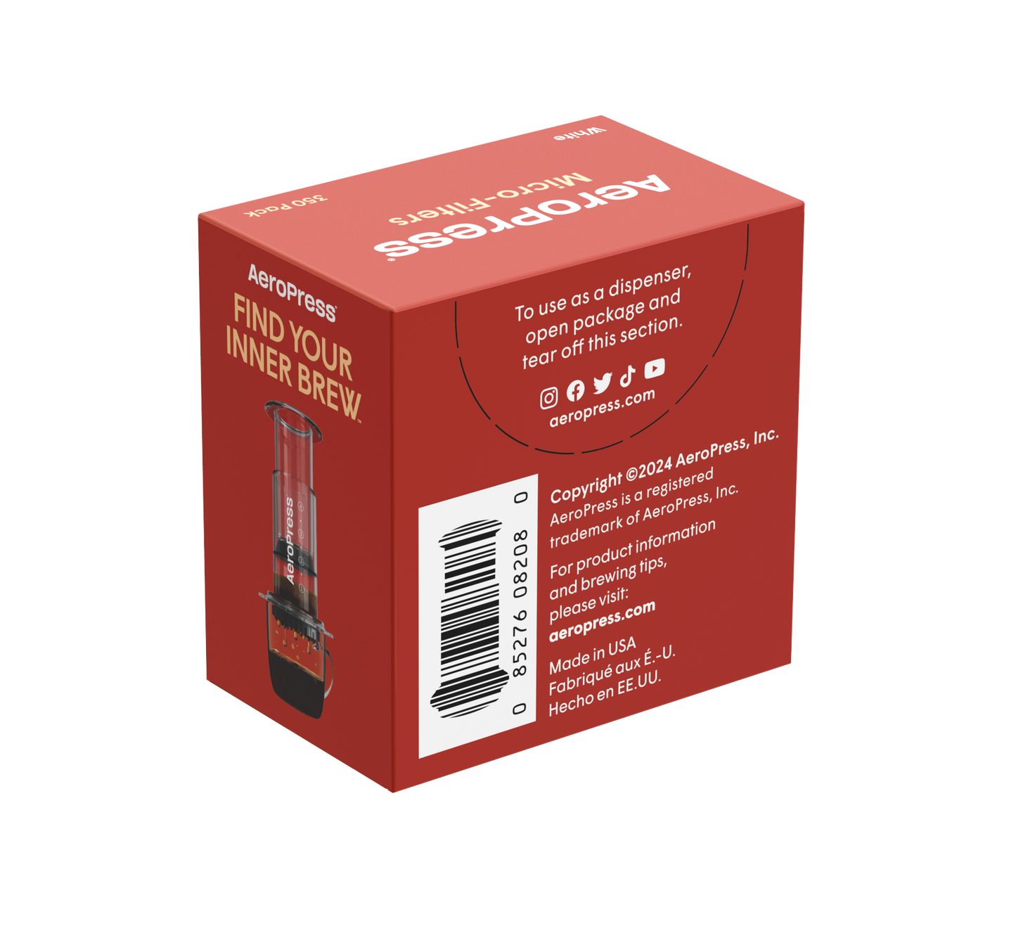AeroPress micro-filtre 350 stk – emballasje baksiden