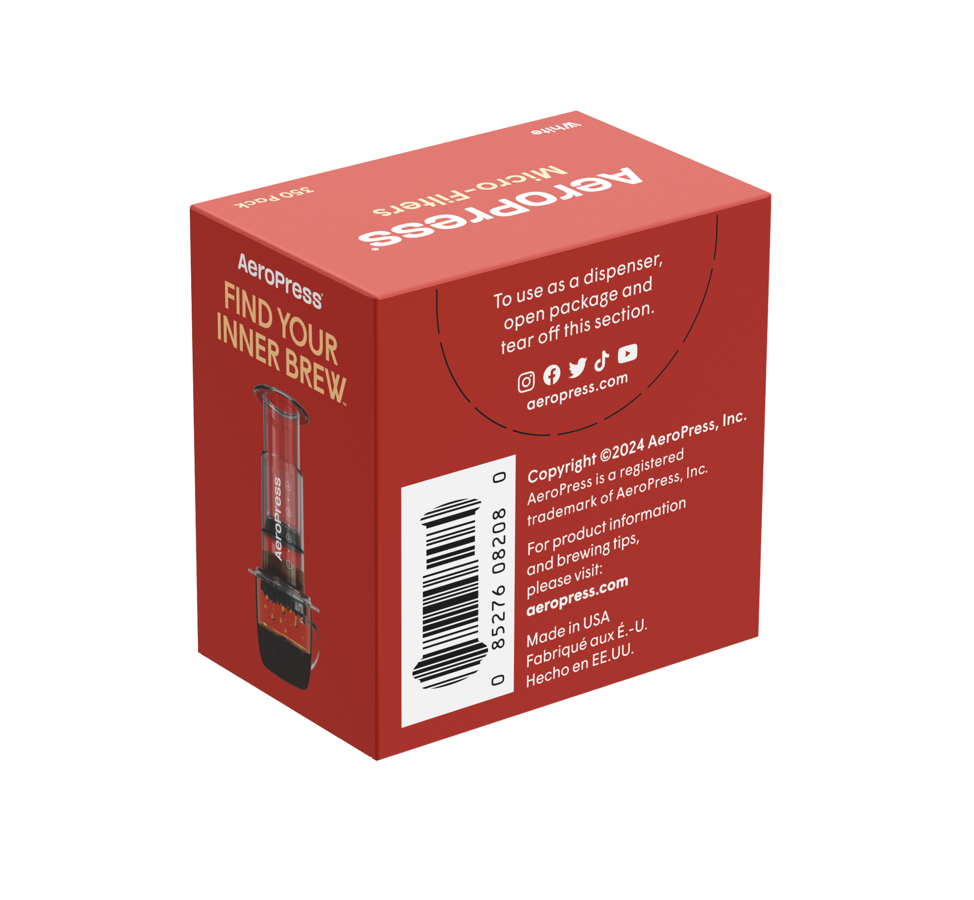 AeroPress micro-filtre 350 stk – emballasje baksiden