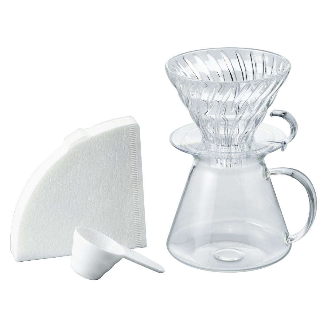 Hario V60 bryggesett i glass – innhold og tilbehør