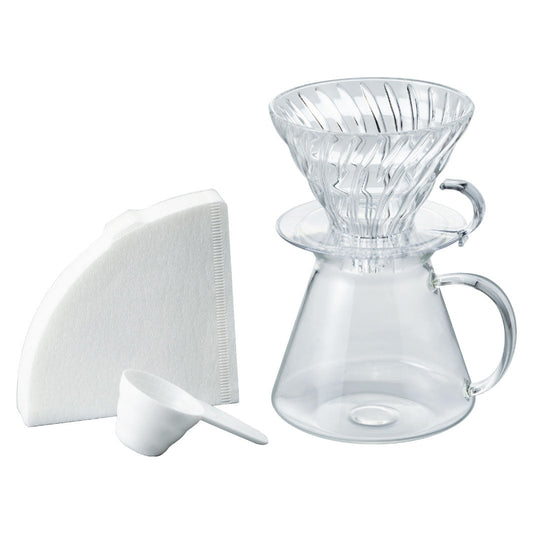 Hario V60 bryggesett i glass – innhold og tilbehør